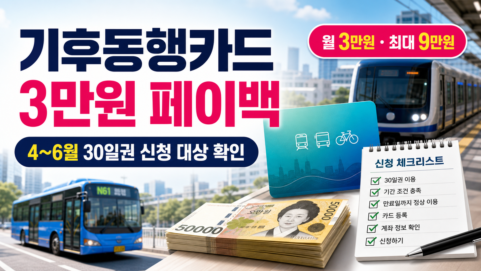 기후동행카드 3만원 페이백 4~6월 30일권 신청 대상 확인을 안내하는 대표 이미지