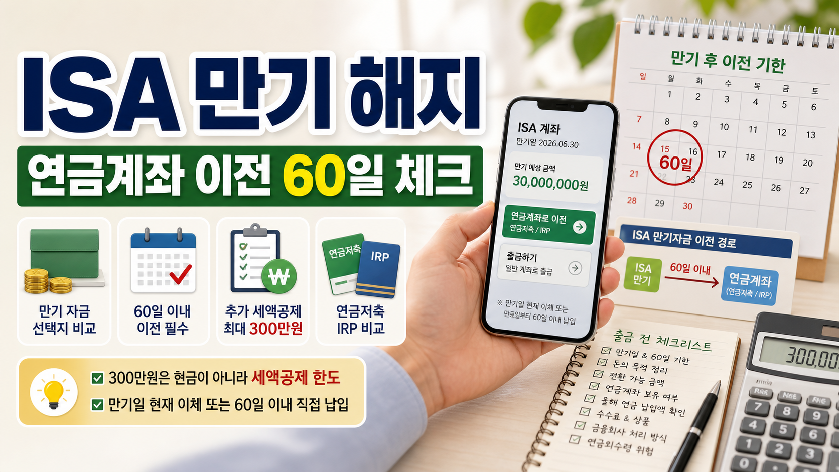 ISA 만기 해지 후 출금과 연금계좌 이전, 추가 세액공제 확인 순서를 정리한 금융 선택 가이드 이미지