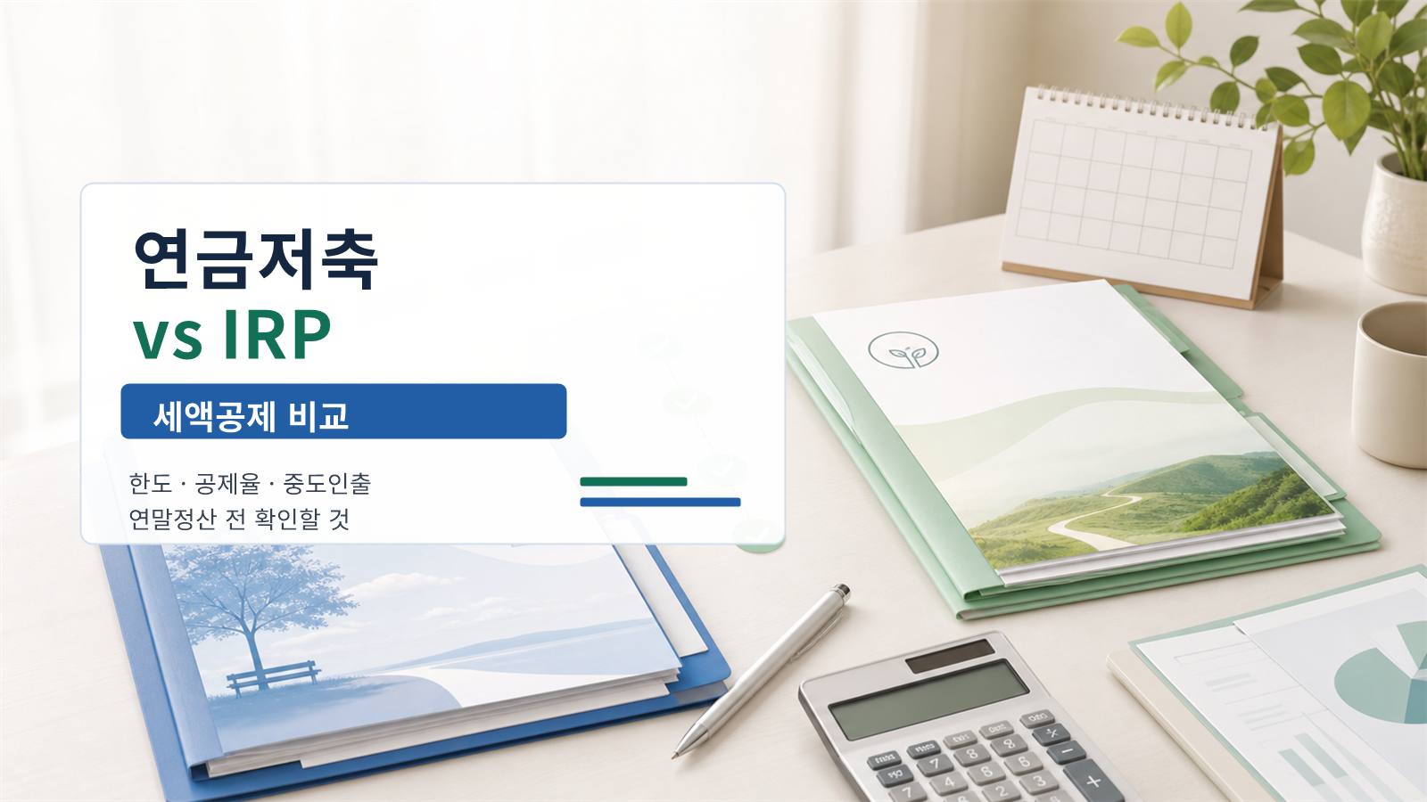 연금저축과 IRP 세액공제 한도, 중도인출, 운용상품 차이를 비교하는 금융 선택 가이드 대표 이미지