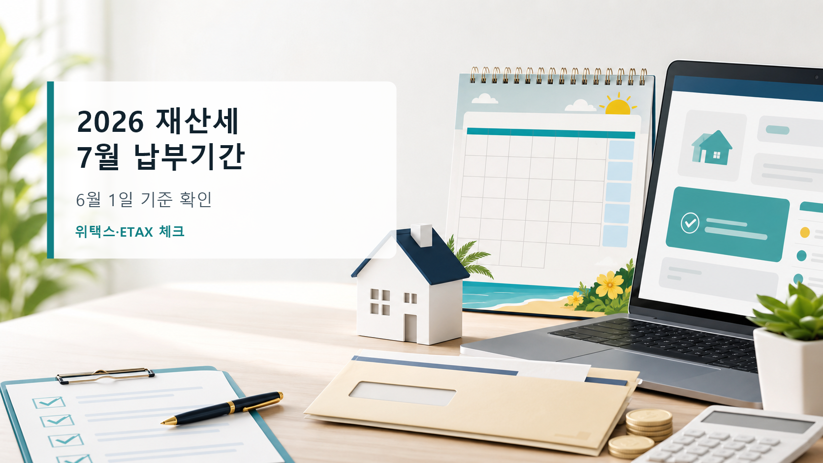 2026 재산세 7월 납부기간과 6월 1일 기준, 위택스 확인 방법을 정리한 블로그 대표 이미지