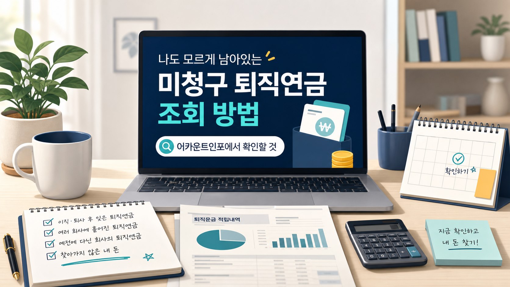 어카운트인포에서 미청구 퇴직연금 조회 항목을 확인하는 이미지